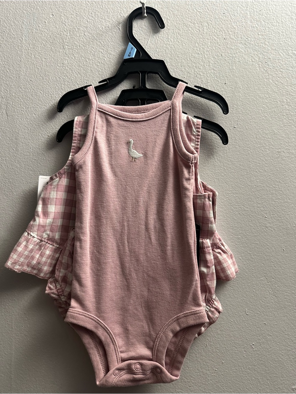 Carter's Soft Pink Sleeveless One-Piece Bodysuit with Goose Embroidery